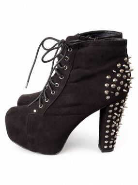 Breckelles Edgy Studded Spike Lace up Platform Ankle boots
